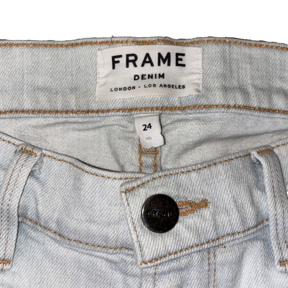 FRAME Le Garçon Mid-Rise Straight Fit Distresse – Size 24 (Light Wash / Casual) - Picture 3 of 7